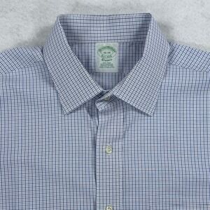 Brooks Brothers Mens 16-34 Classic Fit Non-Iron Supima Cotton Blue Check Shirt